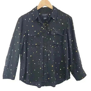 Investments Button Up Long Sleeve Star All over print Women's Shirt PS